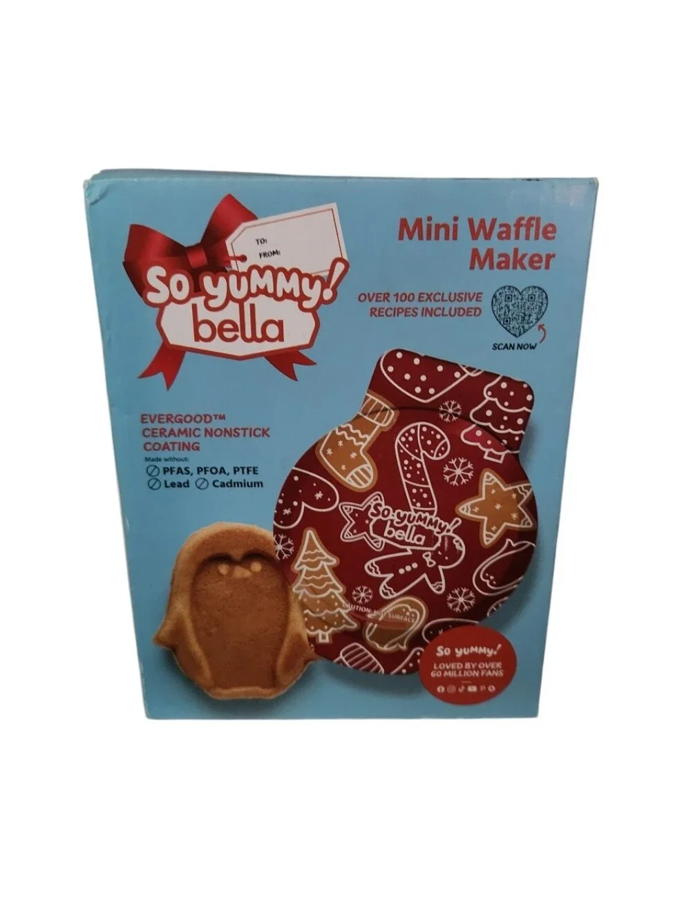 So Yummy Bella Mini Waffle Maker - Red Pattern